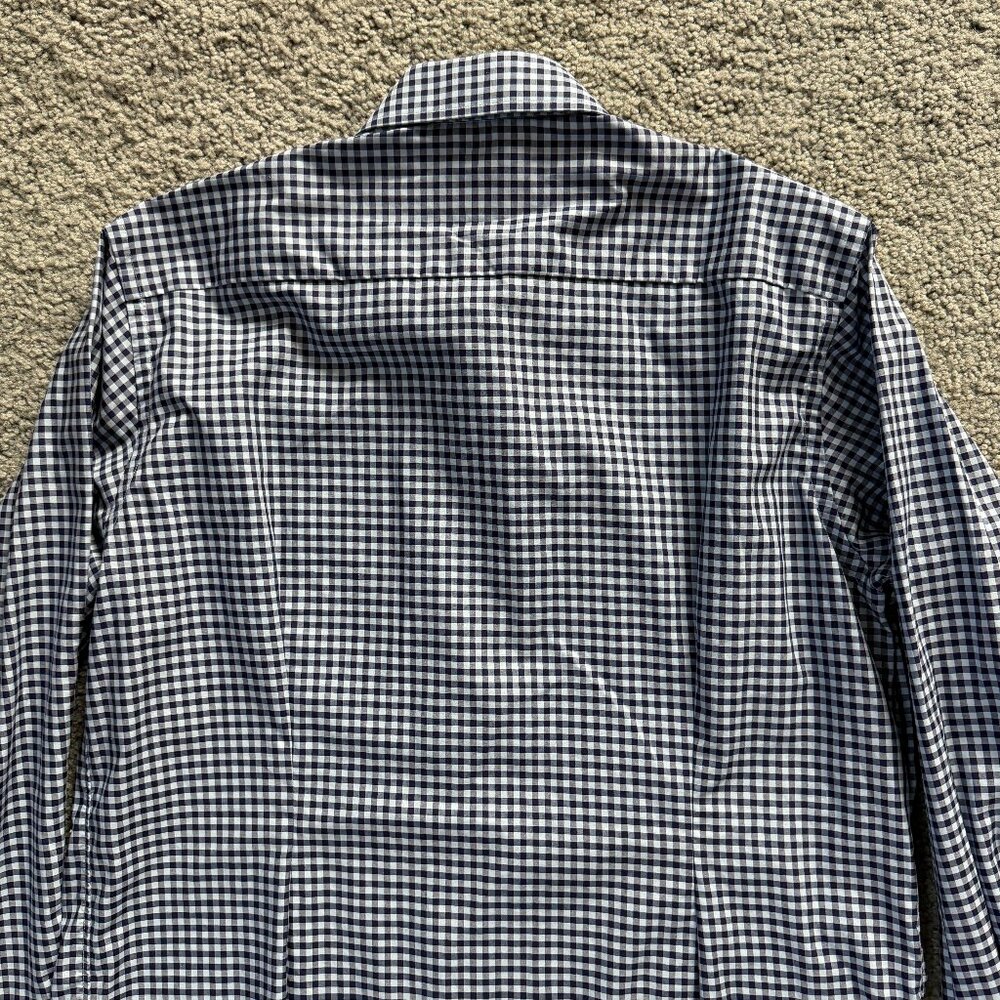 Eton Fit Dress Shirt Men's Sz. L - 42 / 16 1/2 - Blue White Gingham Pattern- EUC - Picture 9 of 15